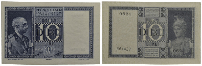 BIGLIETTI DI STATO . Vittorio Emanuele III (1900-1943) . 10 Lire. 1939 XVIII - I...