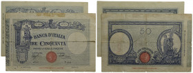 BANCA d'ITALIA . Vittorio Emanuele III (1900-1943) . 50 Lire - Fascetto con matrice. 16/05/1932 . Alfa 183; Lireuro 5/19 Azzolini/Cima Strappi e tracc...