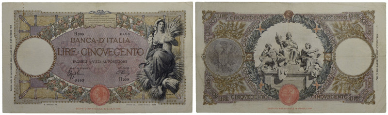 BANCA d'ITALIA . Vittorio Emanuele III (1900-1943) . 500 Lire - Capranesi. 22/11...