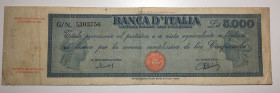 Banca d'Italia - Repubblica Italiana. 5000 lire titolo provvisorio (Medusa). Decreto 22 novembre 1949. Firme Menichella-Urbini. Crapanzano 514. MB