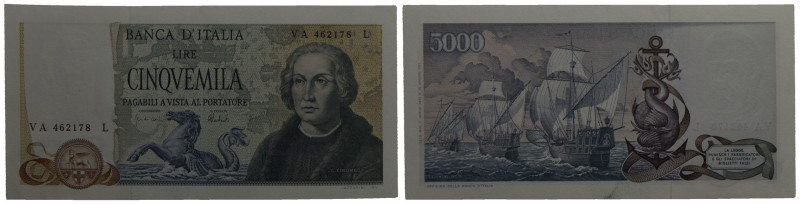 BANCA d'ITALIA . Repubblica Italiana (emissioni in lire) (1946-2001) . 5.000 Lir...
