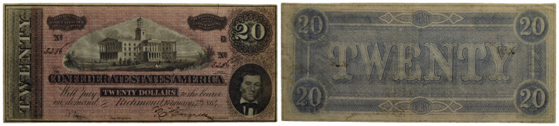 STATI UNITI. Stati Confederati . 20 Dollari. 1864 . RR. BB+