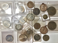 Lotto di 17 monete + 2 medaglie Savoia in argento. Notato sesino di Milano Gian Galeazzo Visconti e 2 reales 1758 Spagna. Conservazioni varie da BB a ...