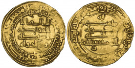 Abbasid, al-Muktafi (289-295h), dinar, Mah al-Kufa 291h, obv., citing Wali al-dawla, 3.29g (Bernardi 228Mr, citing a single example of this mint and d...