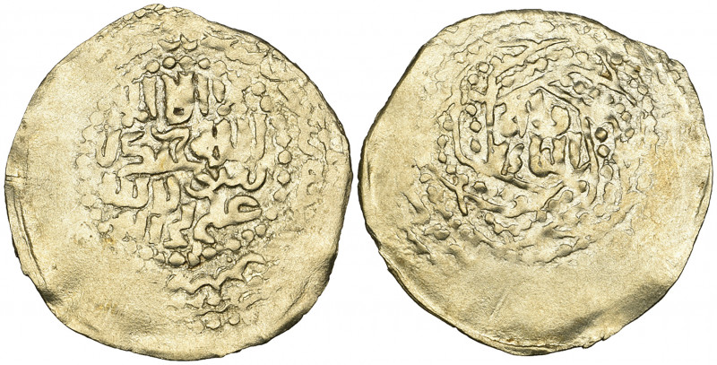 Ilkhanid, anonymous dinar, Qa’an al-‘Adil type, mint not visible, date probably ...