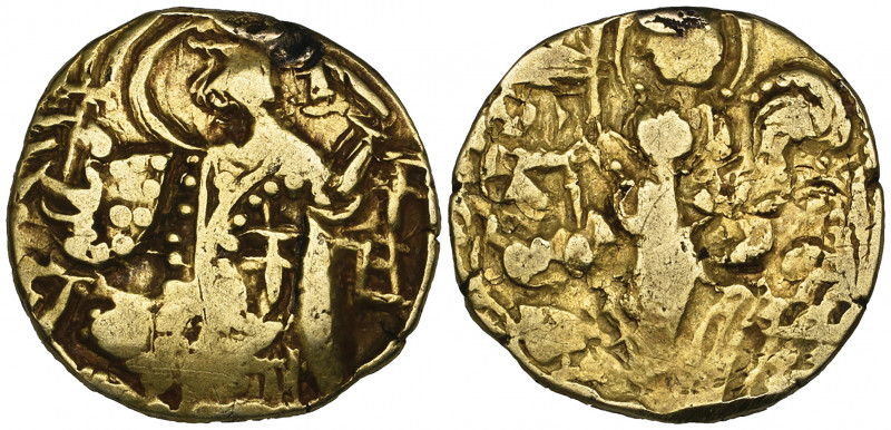 *India, Kashmir, gold dinar, 4-5th century AD, imitating late Kushan types, king...