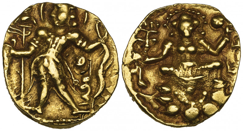 *India, Gupta Dynasty, Chandragupta II (c. 380-413), gold dinar, king standing l...