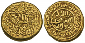 *India, Sultans of Delhi, Muhammad b. Tughluq (725-752h), gold dinar, Hadrat Dehli 727h, 12.78g (GG D334), tiny drill mark on edge, otherwise good ver...