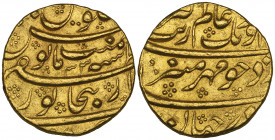 *India, Mughal, Aurangzeb (1068-1118h / 1658-1707 AD), mohur, Bijapur, Hijri date not visible, regnal year 33, 10.99g (KM 315.15), almost extremely fi...