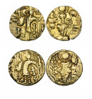 India, Kashmir, gold dinars (2), 4-5th century AD, imitating late Kushan types, king standing left, rev., Ardoksho, 7.88g and 7.83g (cf. Mitchiner ACW...
