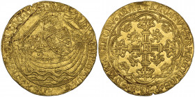 *Henry VI, Annulet Issue, noble, London mint, m.m. lis, 6.94g (N. 1414; S. 1799), probably from an old hoard, lightly double-struck and with a minor e...