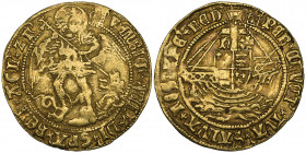 *Henry VIII, First Coinage, angel, m.m. crowned portcullis, rev., h and rose beside ship’s mast, 5.12g (N. 1760; S. 2265), a little unevenly struck, f...