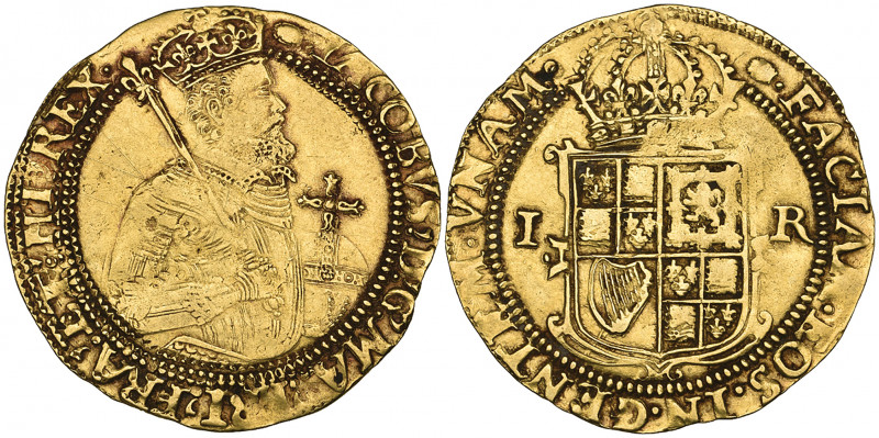 *James I, Second Coinage, unite, m.m. tun, fifth bust, 9.94g (N. 2085; S. 2620),...