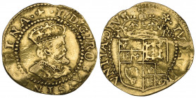 *James I, Second Coinage, halfcrown of 2/9d., m.m. cinquefoil, fifth bust, 1.13g (N. 2095; S. 2631), creased and lightly clipped, portrait very fine. ...