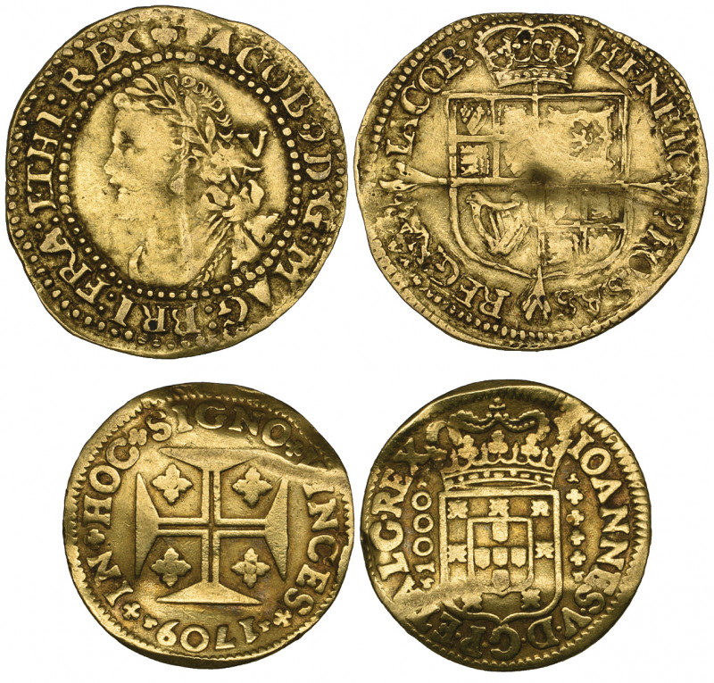 *James I, Third Coinage, quarter-laurel, m.m. trefoil, fourth bust, beaded inner...