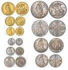 *Victoria, Jubilee, 1887, specimen set of 10 coins, comprising gold two-pounds, sovereign and half-sovereign, silver crown, double-florin (Roman i), h...