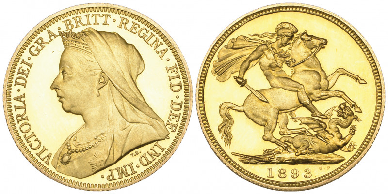 *Victoria, old head, proof sovereign, 1893, light hairlines, otherwise nearly as...