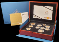Elizabeth II, Diamond Jubilee, 2012, proof set of 10 coins all struck in gold, comprising £5 crown, ‘Charles Dickens’ commemorative £2 and definitive ...