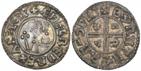 *Aethelred II, Crux penny (c. 991-97), Winchester, moneyer Brihtmaer, +byrhtmaer m-o pin, 1.66g (N. 770; S. 1148), good very fine. Formerly ex Dr E. B...