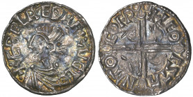 *Aethelred II, Long Cross penny, York, moneyer Leofstan, +leofstan m-o eofr, 1.64g (N. 774; S. 1151), reverse heavily peckmarked, good fine. Formerly ...