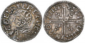 *Aethelred II, Helmet penny (c.1003-09), Winchester, moneyer, Spileman, +spileman m-o pint, 1.45g (N. 775; S. 1152), very fine. Formerly ex Dr E. Burs...