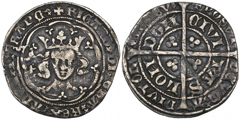 *Richard II (1377-99), groat, London, m.m. cross pattée, type II/III mule, obver...