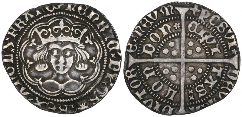 Henry VI First Reign, Rosette-Mascle Issue groat, London, m.m. cross II/V, salti...
