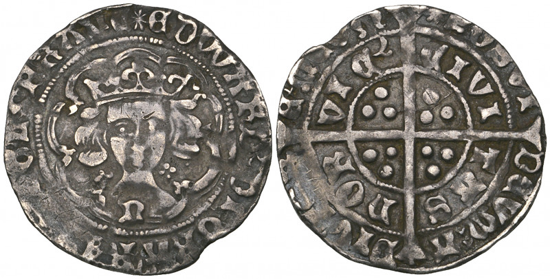 Edward IV, First Reign, Light coinage, groat, Norwich, type VI, m.m. sun, quatre...