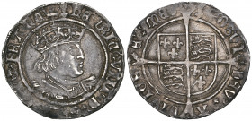 *Henry VIII, Second Coinage, groat, London, m.m. arrow, Third bust (Laker D), Lombardic lettering, 2.65g (N. 1797; S. 2337e), some weakness in legends...