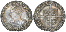 Mary (1553-54), groat, m.m. pomegranate, 1.95g (N. 1960: S. 2492), creased, and minor edge chip beneath ng of ang, otherwise very fine. Formerly ex Dr...