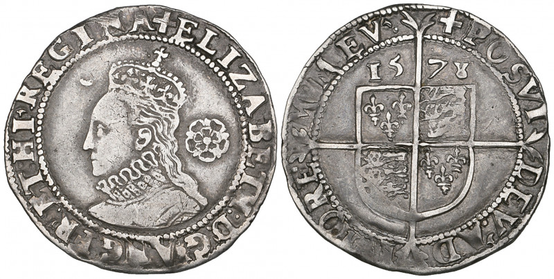 *Elizabeth I, Fifth Coinage (1576-82), sixpence, 1578, m.m. Greek cross, 3.14g (...