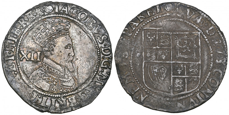 *James I, Second Coinage (1604-19), shilling, m.m. rose, Third bust right, 5.86g...