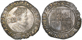 *James I, Second Coinage, shilling, m.m. grapes, Fourth bust right, 5.95g (N. 2100; S.2655), some weakness in legends, very fine,

Estimate: GBP 180...