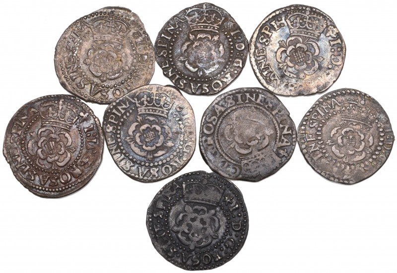 James I, Third Coinage, halfgroats (8), m.ms. spur rowel, thistle (4), lis (2), ...