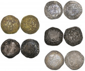 Charles I (1625-49). Tower mint, halfcrowns (4) Group II, type 2a, lis between CR above shield, m.m. plume (N. 2205; S. 2269), Group III, type 3a1, m....