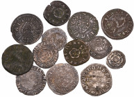 Charles I, Tower mint, halfgroats (3),Group D, type 3a1, m.m. crown (2), tun (N. 2257; S. 2831), pennies (3), Group A, m.m. lis, Group D, type 3.1, m....