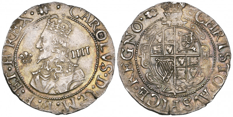 *Charles I, Aberystwyth mint, groat, m.m. book, large bust left with rounded sho...