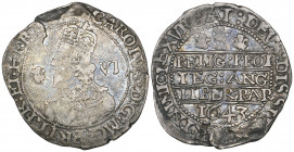 *Charles I, Oxford mint, sixpence, 1643, m.m. book, obverse b, legend reads mg brit, reverse 2, three small plumes without bands, 2.96g (N. 2459; S. 2...
