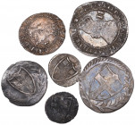 Commonwealth (1649-60), halfgroat, penny, halfpennies (2) (N.2728, 2729, 2730; S. 3221, 3222, 3223), one halfpenny very fine, others fine; Charles II,...