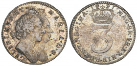 *William and Mary, threepence, 1691, second busts right, with tie to wreath (S. 3442; Bull 928; E.S.C. 1990A), some flatness on high points and a few ...