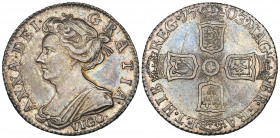 *Anne, sixpence, 1703 vigo (E.S.C. 1582; Bull 1446; S. 3590), with a die flaw in one quarter of reverse, extremely fine and well toned

Estimate: GB...