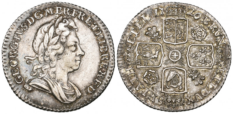 *George I, sixpence, 1726 roses and plumes (E.S.C. 1602; Bull 1616; S. 3653), go...