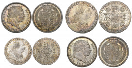 George III, shilling and sixpence, both 1787 hearts (S. 3746, with normal date, 3749) and New Coinage, shillings (2), 1816, 1817 (with normal legends)...