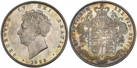 *George IV, halfcrown, 1825, bare head type (E.S.C. 642; Bull 2371; S. 3808), mint state, with rich, colourful toning

Estimate: GBP 400 - 500