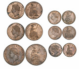 George IV, copper penny, 1826, with plain saltire in shield, halfpennies (2), both 1827 and farthings (3), 1821, 1830 (3), a few marks and minor verdi...
