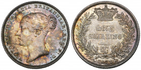 *Victoria, young head, shilling, 1838, first young head, signed w.w. on truncation (E.S.C. 1278; Bull 2973; S. 3902), mint state, with rich, colourful...