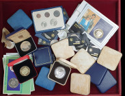 Elizabeth II, Royal Mint commemorative silver proof crowns (9), comprising 1980 UK (5), 1981 UK (2), 1983 Falklands (2), and Tuvalu silver proof 10 do...