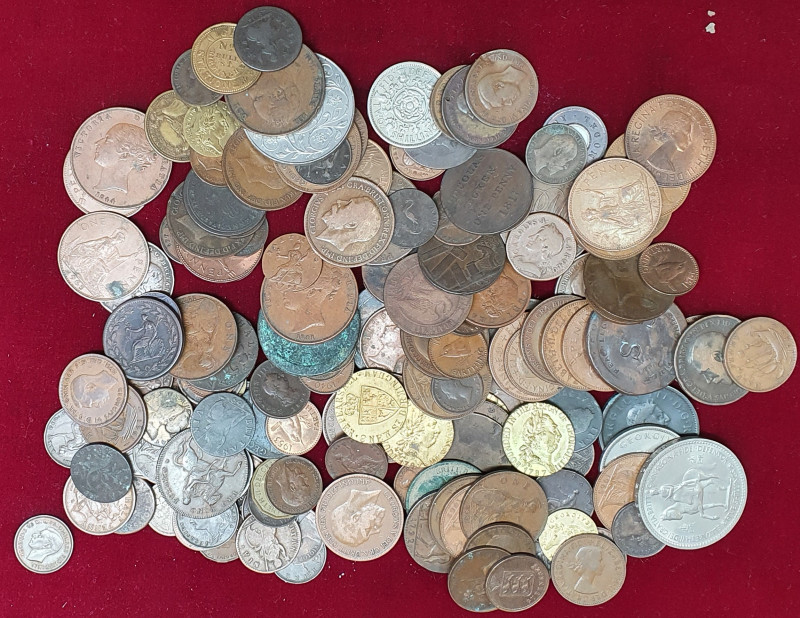 Miscellaneous British copper and bronze coins, tokens, jetons etc. (about 160), ...