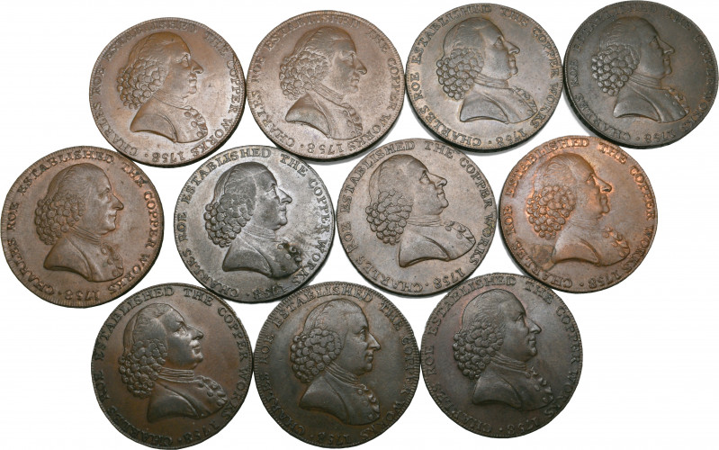 Cheshire, Macclesfield, Charles Roe and Co., halfpennies (11), 1790 (5), bust of...