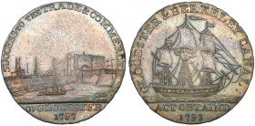 *Gloucestershire, Gloucester, Gloucester and Berkeley Canal, halfpenny, 1797, variety of the last, with both Es in Berkeley, Gloucester edge (D. & H. ...